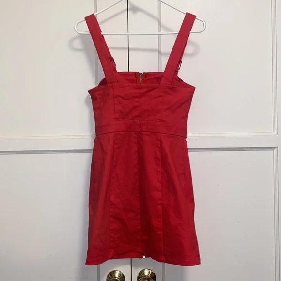 Forever 21 Small Red Zip Up Over Shoulder Red Dress - Picture 3 of 9